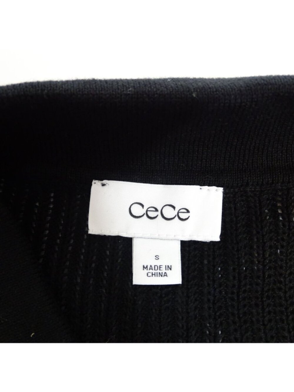 CeCe Black Pullover Knit Sweater Peter Pan Collar Long Sleeve Women Size S NEW - Picture 7 of 15